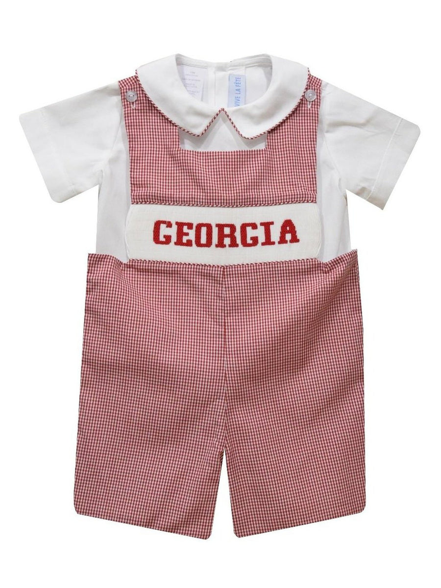 Georgia Smocked Mini-Gingham Jon Jon w/Shirt