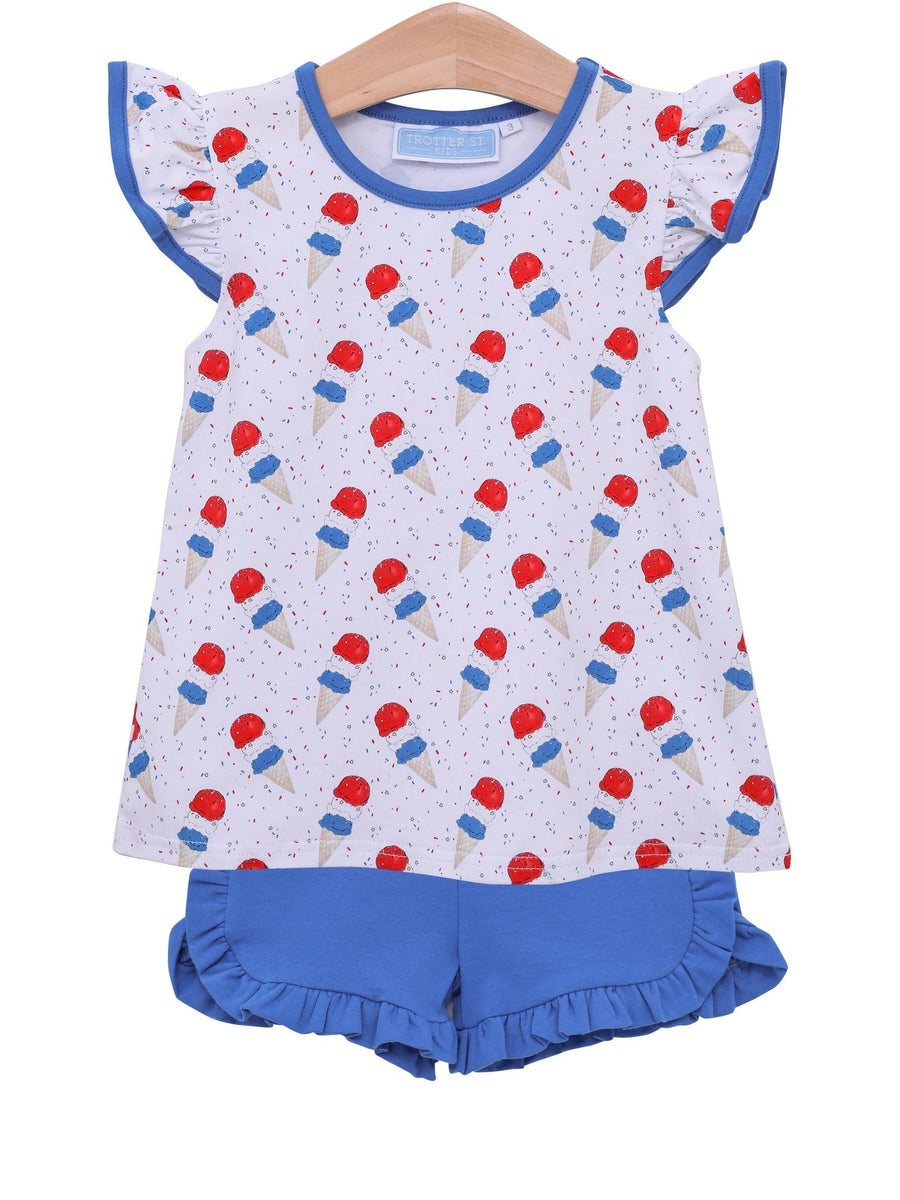 Patriotic Ice Cream Flutter Short Set