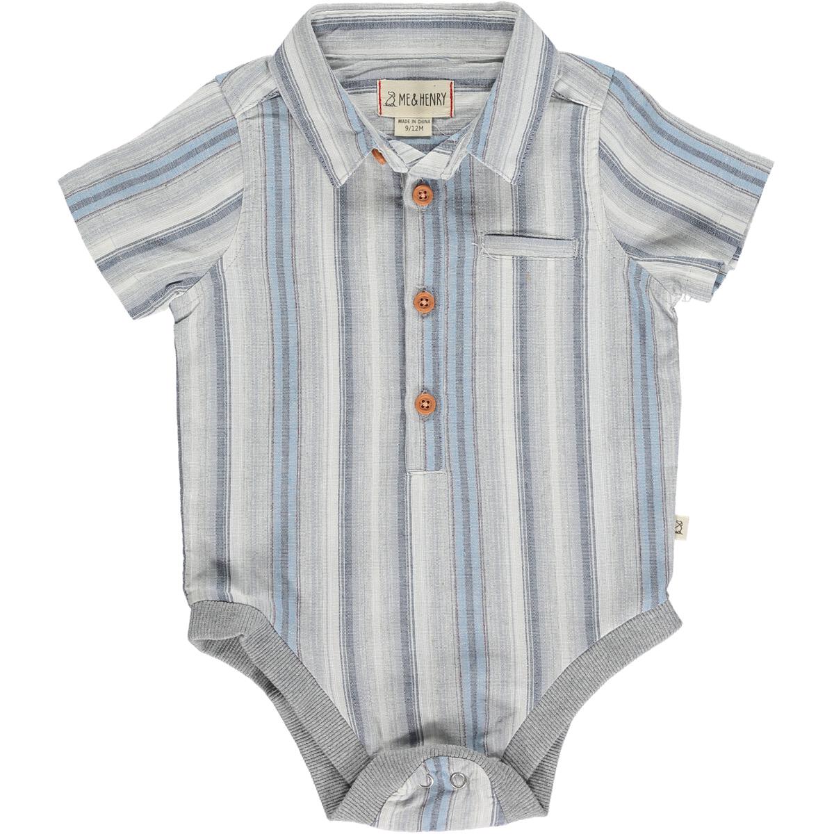 Helford Woven Onesie | Blue Stripe