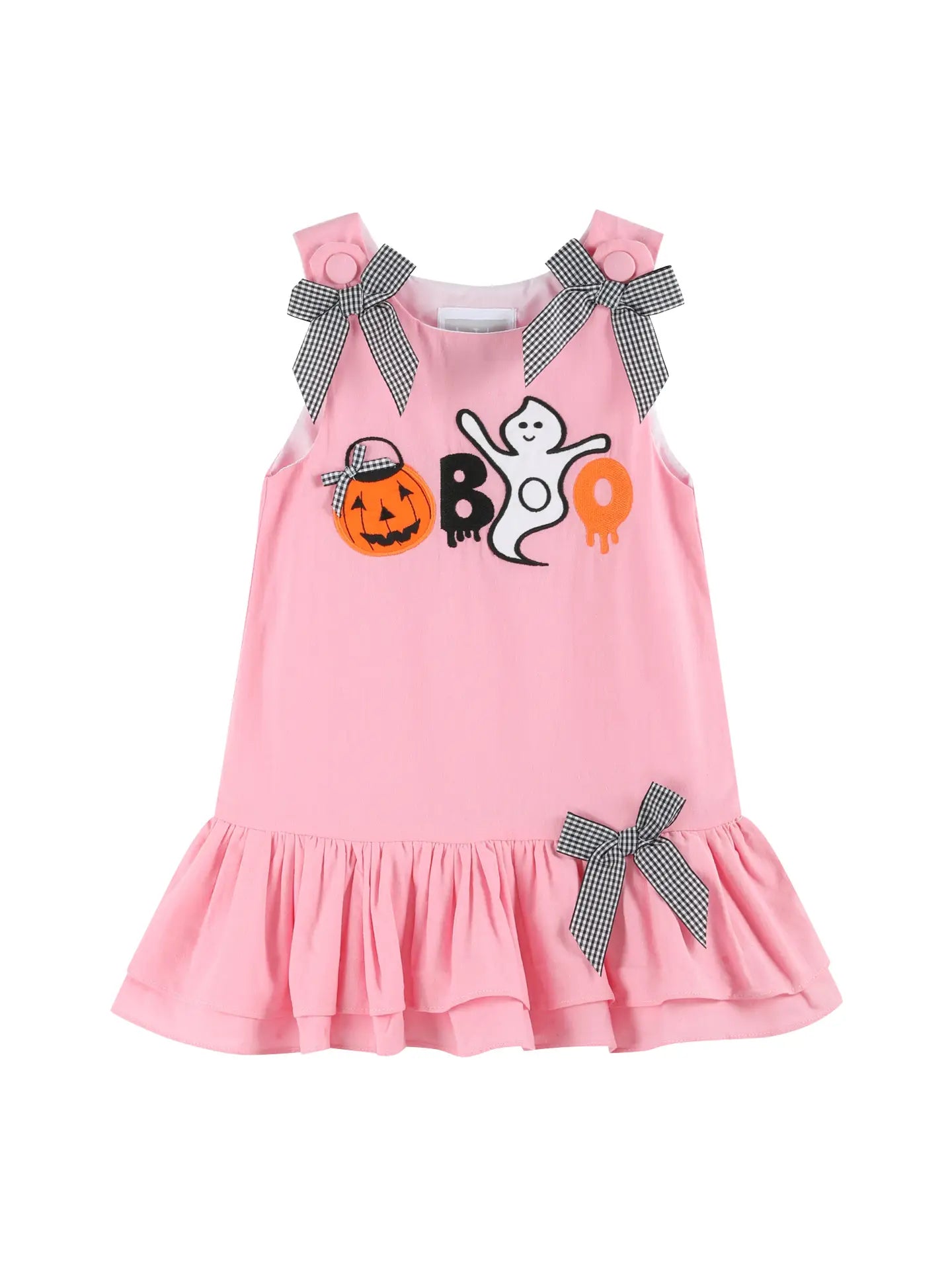 Pink Boo Halloween Bow Ruffle Dress