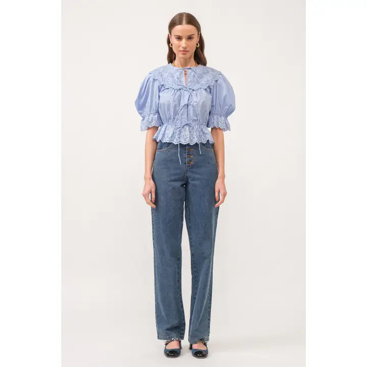 Emi Tie Front Blouse – Periwinkle