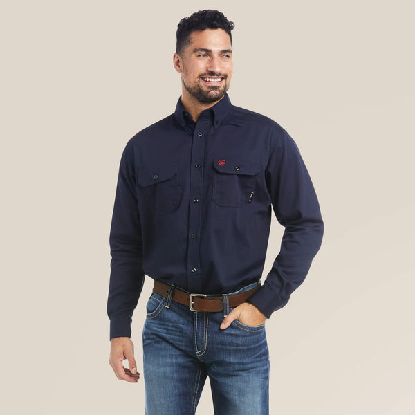 Ariat Men’s FR Solid Long Sleeve Button-Down Work Shirt