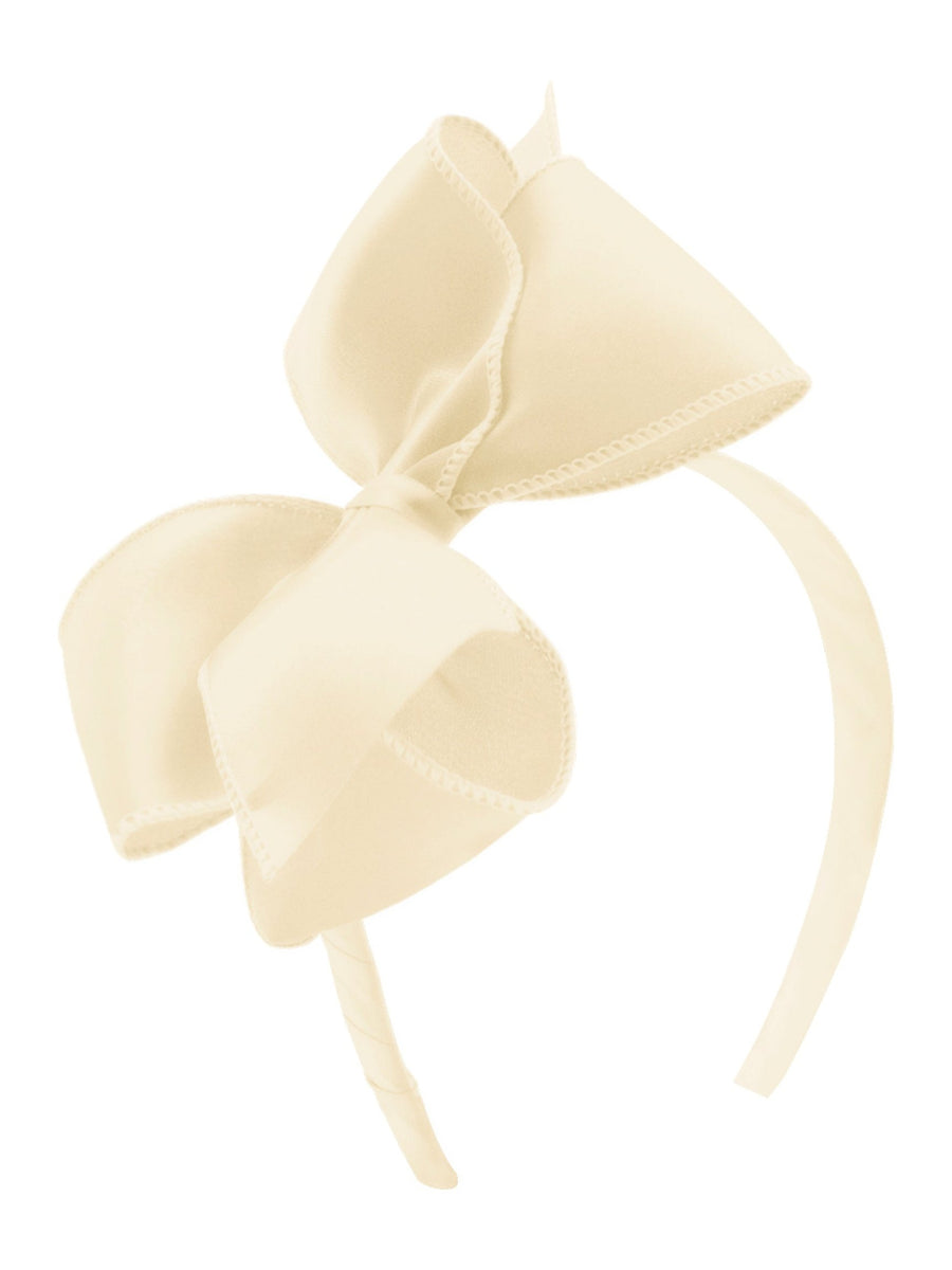 Jewel Satin Hair Bow on Matching Tapered Headband