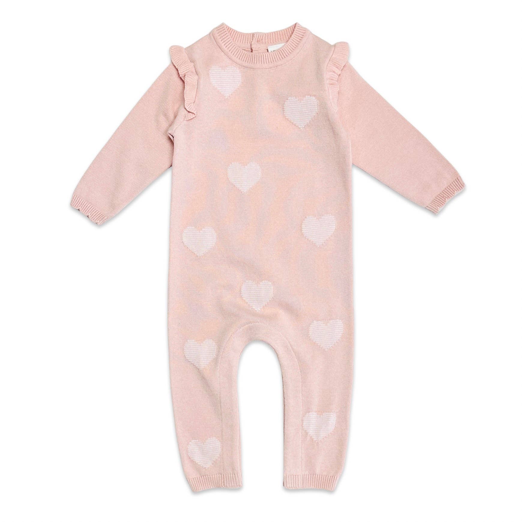 Hearts Jacquard Knit Baby Jumpsuit (Organic Cotton)