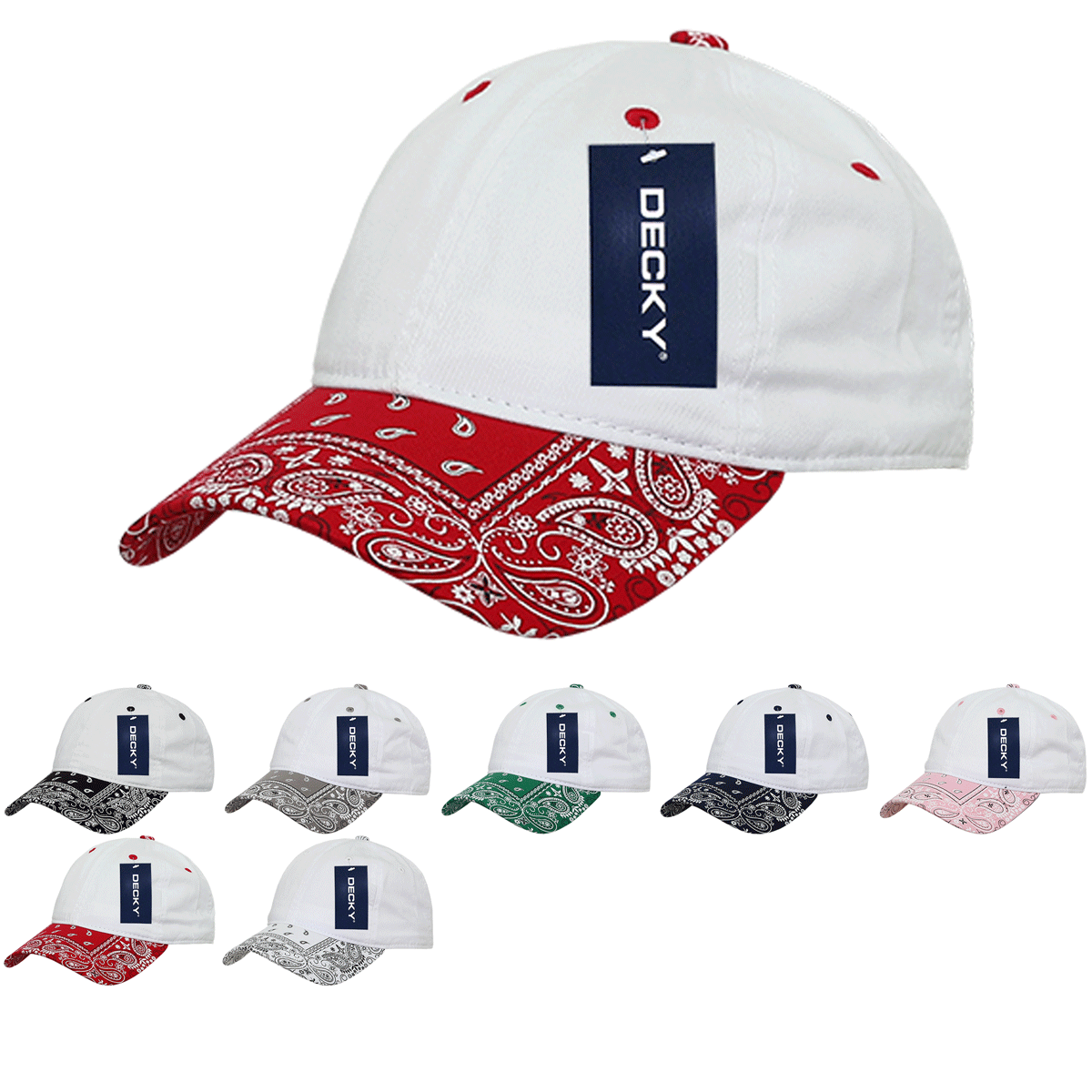 Decky 256 – 6 Panel Low Profile Relaxed Bandanna Bill Dad Hat, Paisley Cap – CASE Pricing