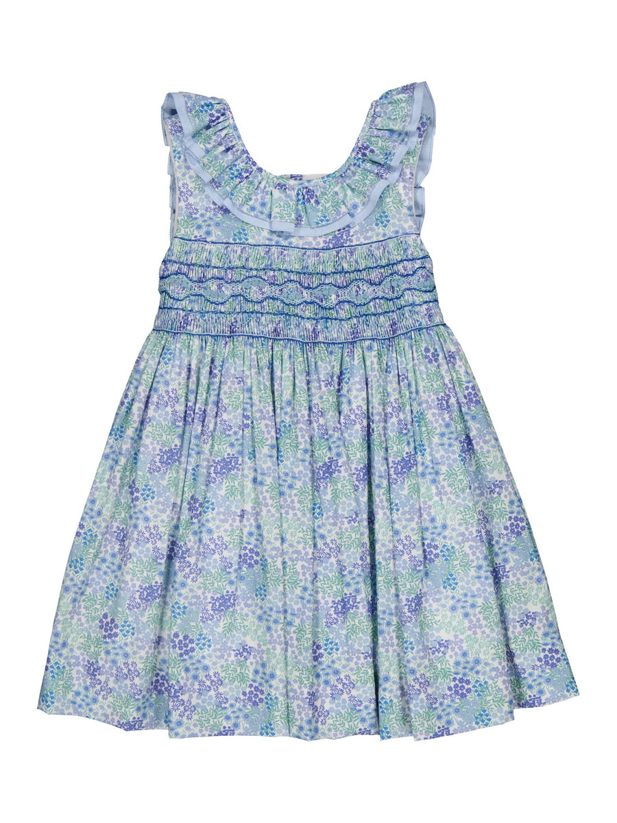 Melina Smocked Dress – Ditsy Blue Floral