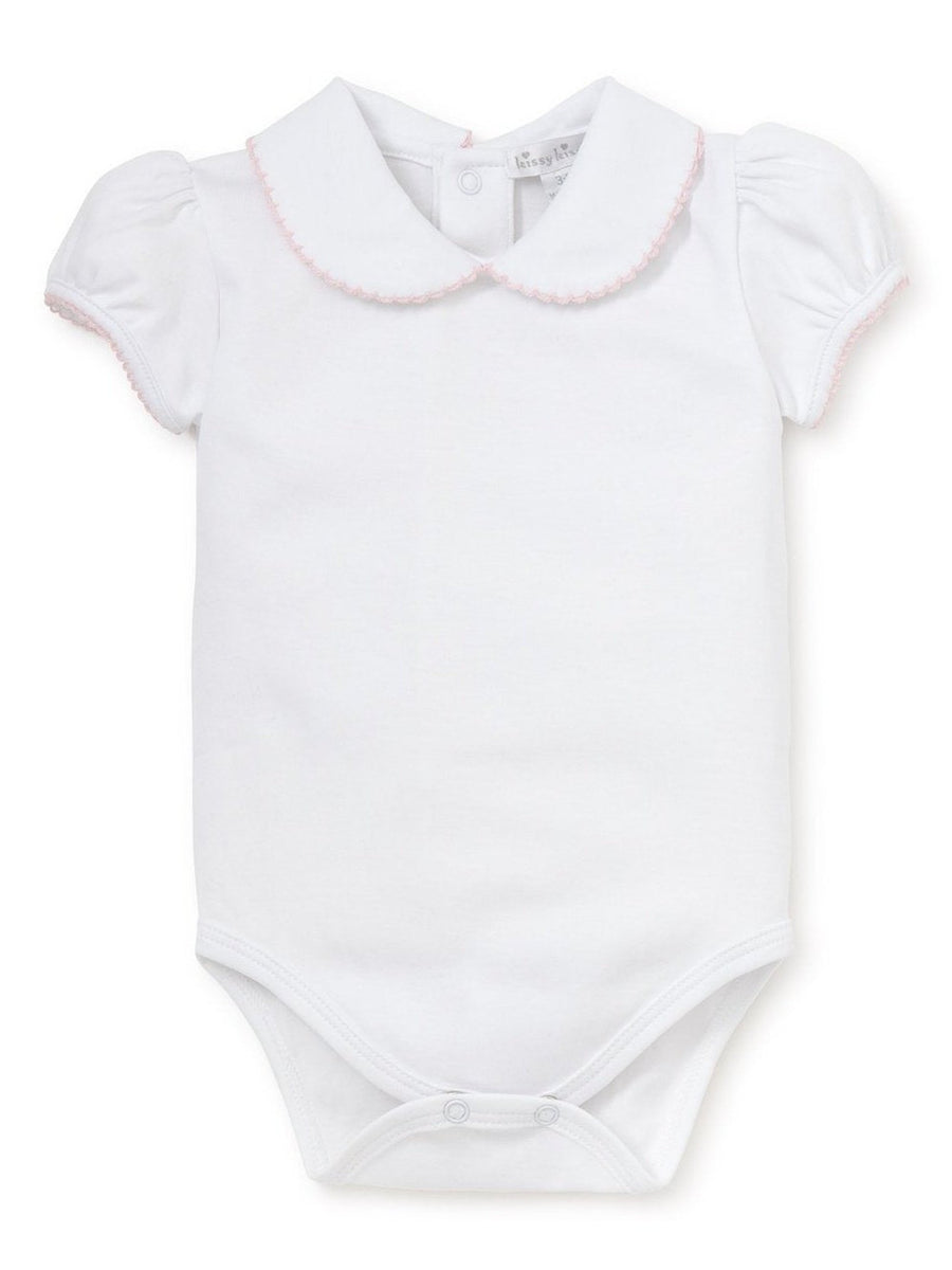 White/Pink S/S Bebe Collar Bodysuit