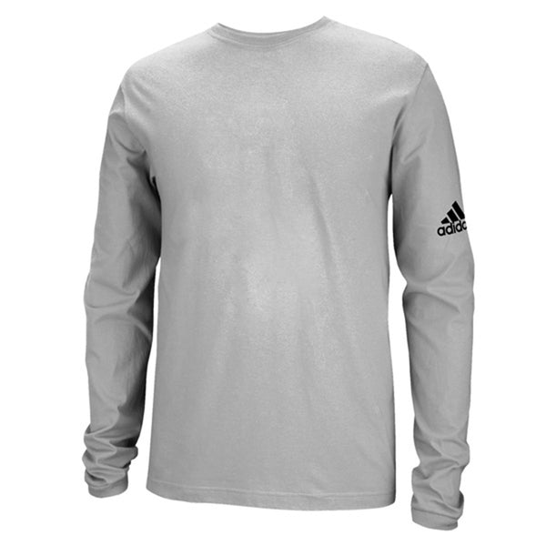 adidas Men’s Heather Grey Long Sleeve Logo Tee