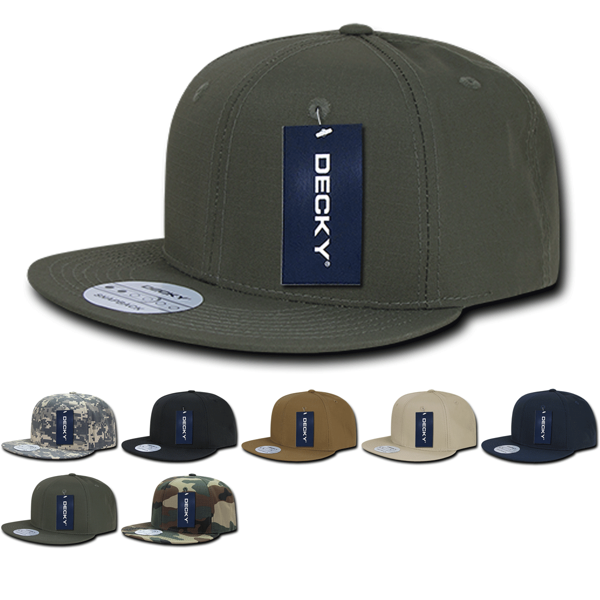 Decky 360 – Ripstop Snapback Hat, 6 Panel Flat Bill Cap – CASE Pricing