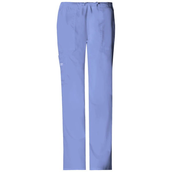 Cherokee Workwear Women’s Ceil Blue Premium Core Stretch Mid-Rise Drawstring Cargo Pant