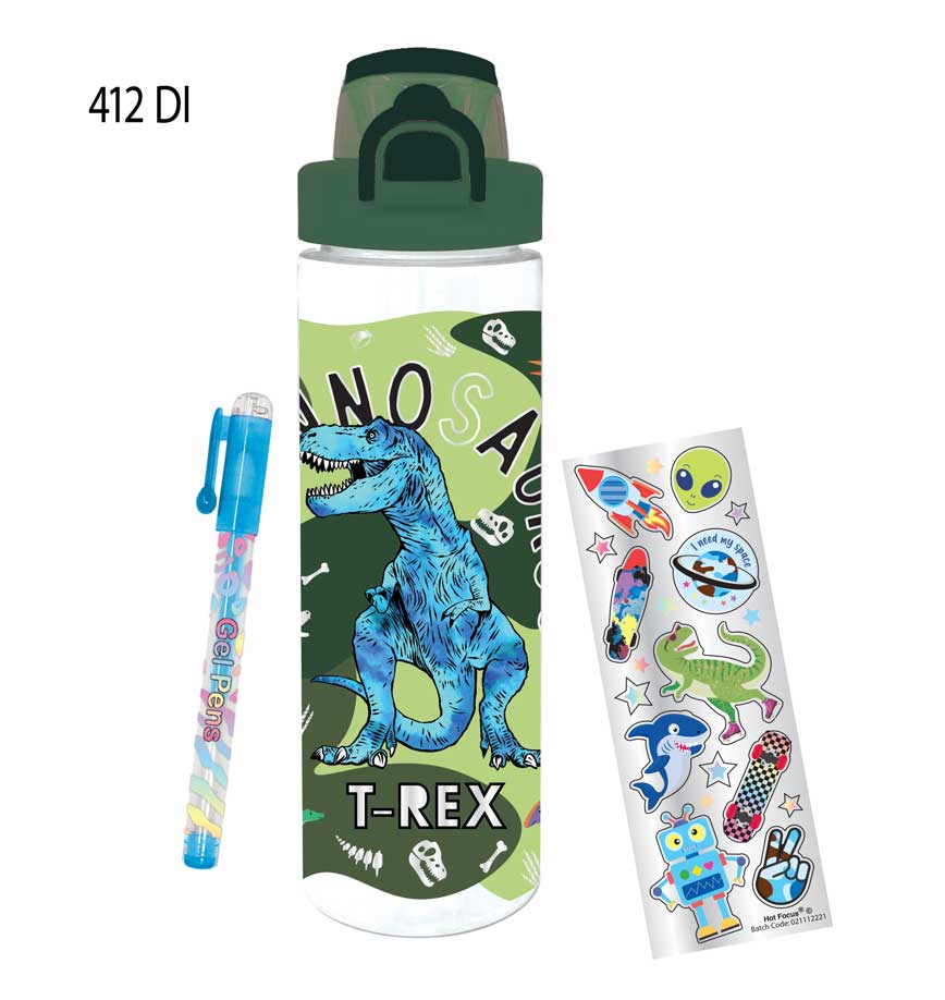 Pop-Open Water Bottle Writing Fun | Dinosaur