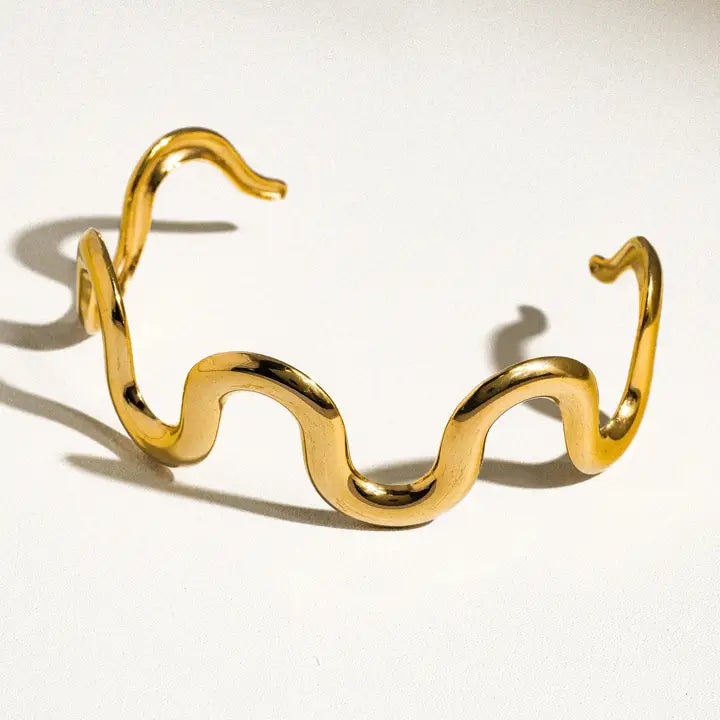 18K Non-Tarnish Wavy Statement Bracelet