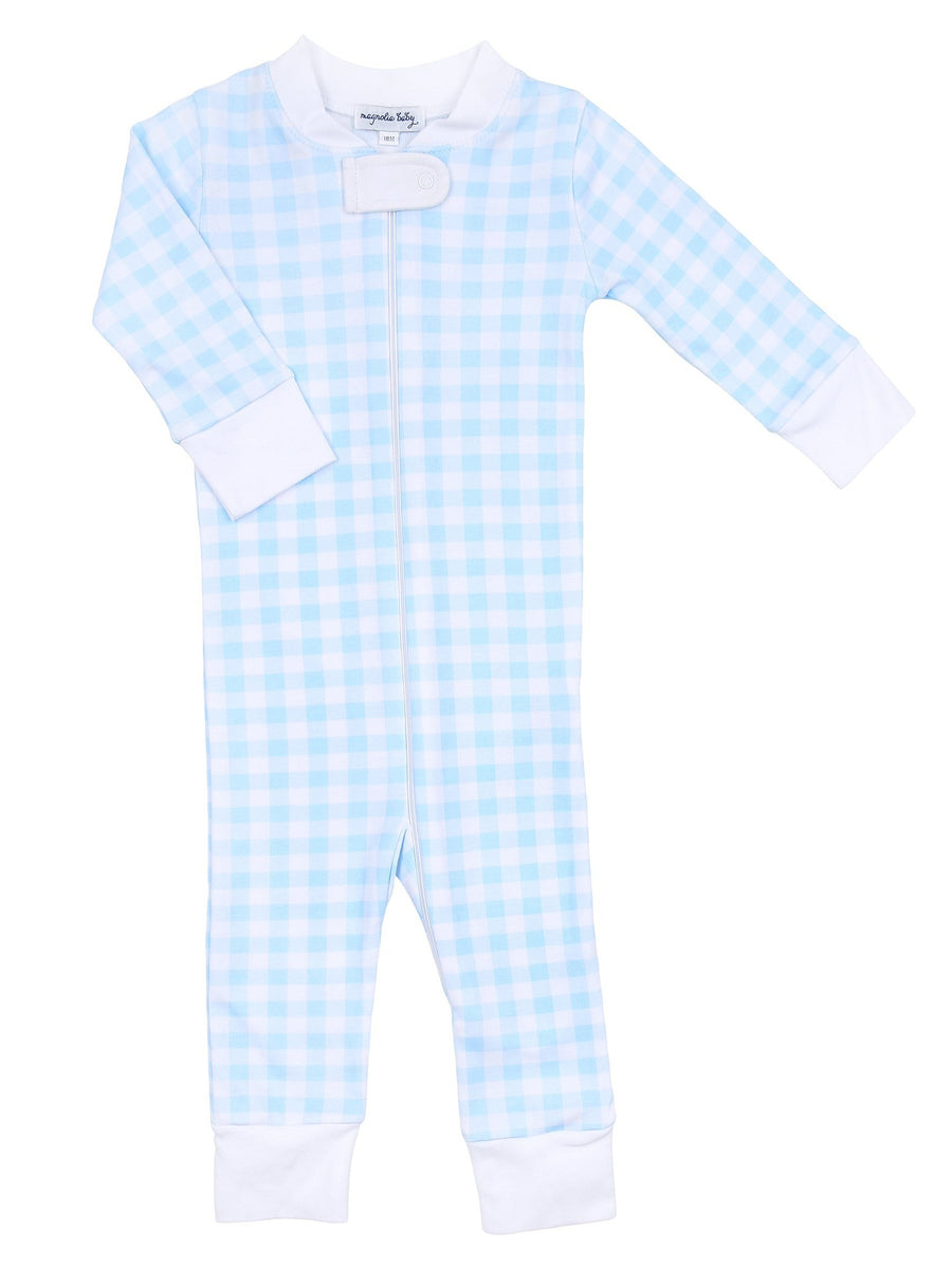 Baby Checks Zipped Pajama – Blue