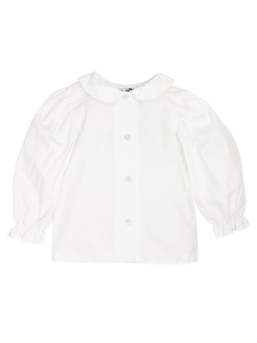 *Girl’s White L/S Cotton Blouse