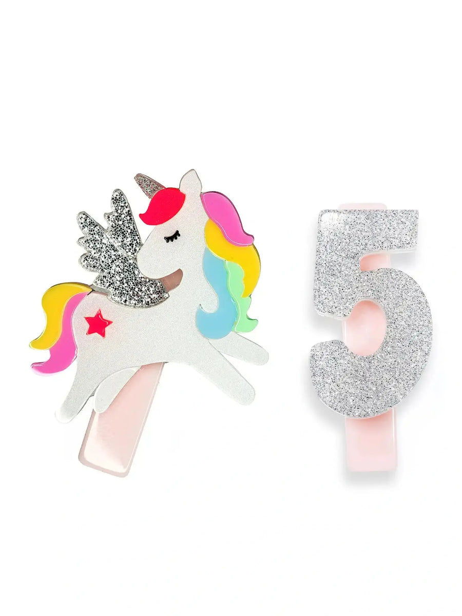 Unicorn Birthday #5 Alligator Clips