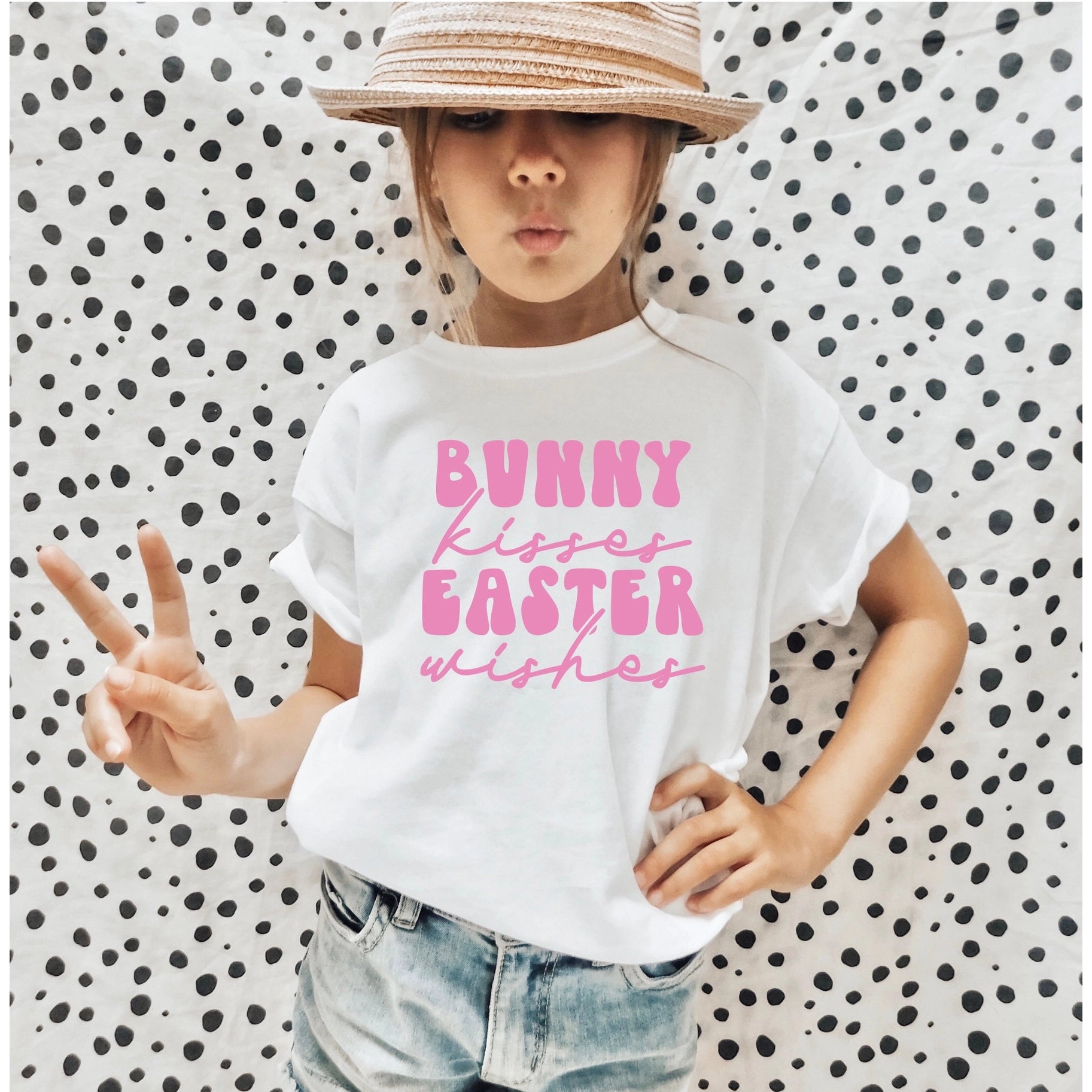 Bunny Kisses Easter Wishes Graphic Tee