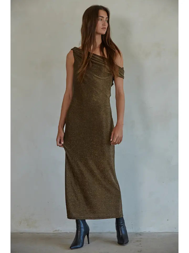 Knit Nylon Polyester Dress – Gold Metallic