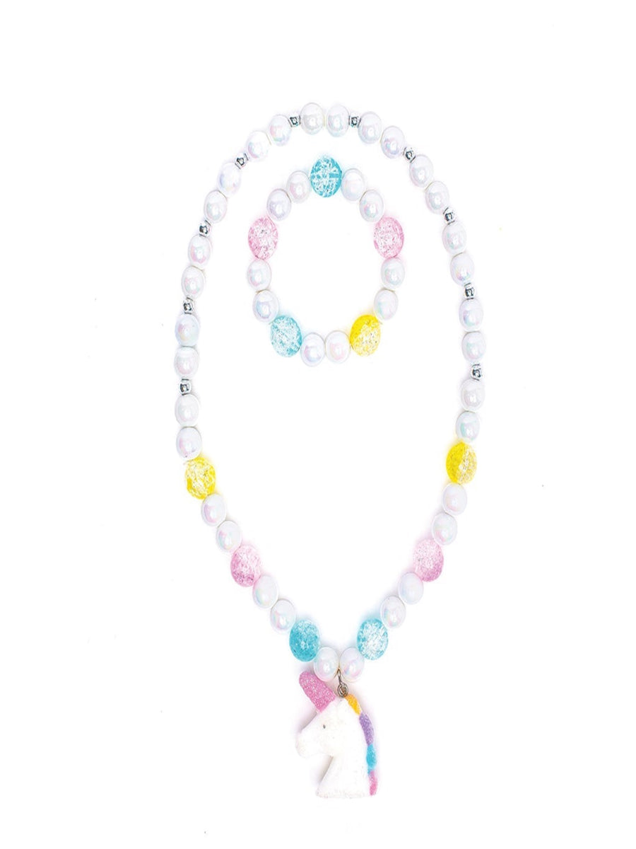 White Unicorn Necklace & Bracelet Set