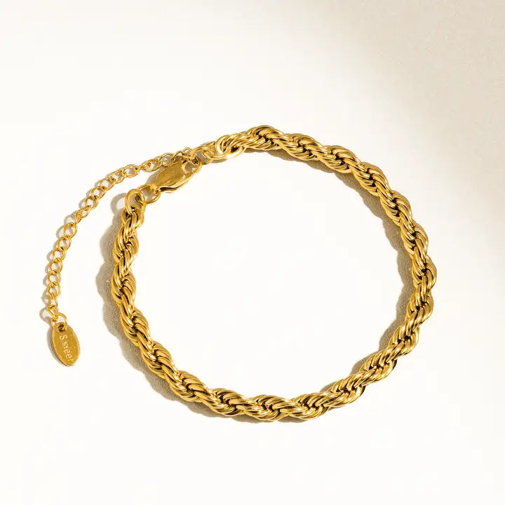 18K Braided Stackable Bracelet – Gold