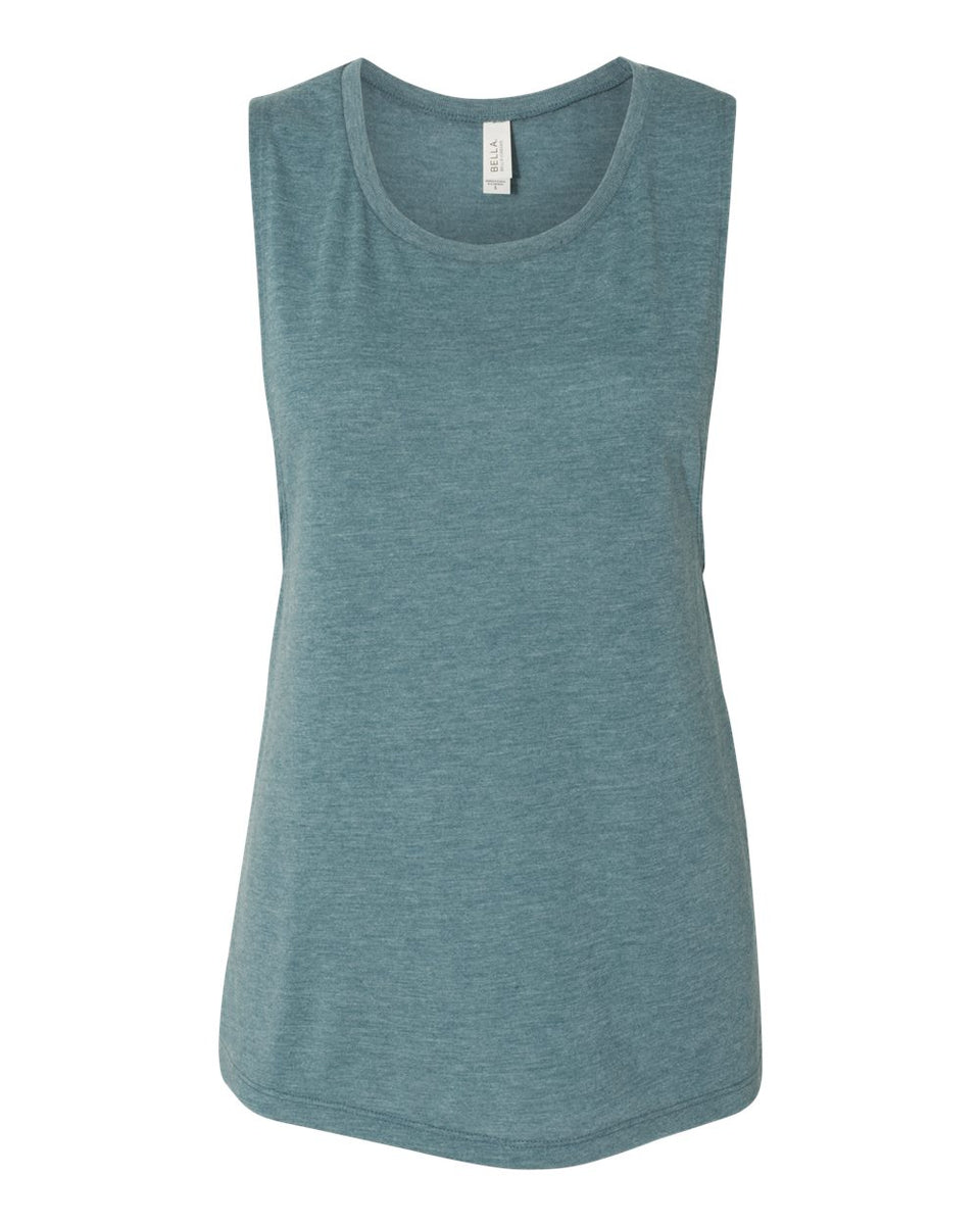 Bella + Canvas 8803 Women’s Flowy Scoop Muscle Tank – Heather Deep Teal