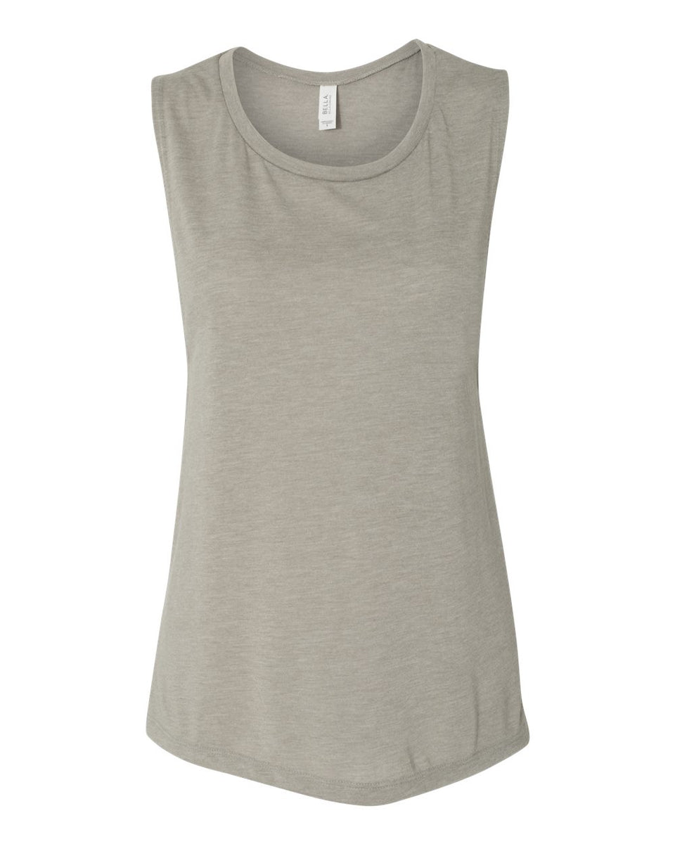 Bella + Canvas 8803 Women’s Flowy Scoop Muscle Tank – Heather Stone