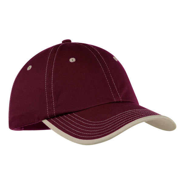 Port Authority Maroon/Stone Vintage Washed Contrast Stitch Cap