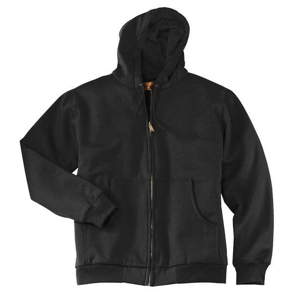 CornerStone Men’s Black Heavyweight Full-Zip Hooded Sweatshirt with Thermal Lining