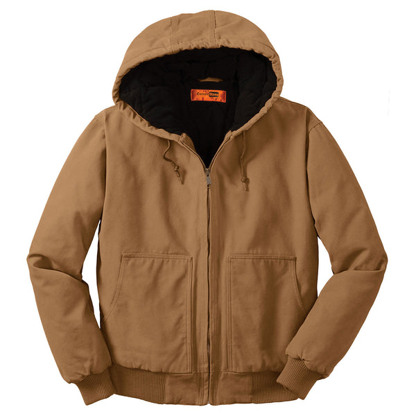 CornerStone Men’s Duck Brown Washed Duck Cloth Insulated Hooded Work Jacket