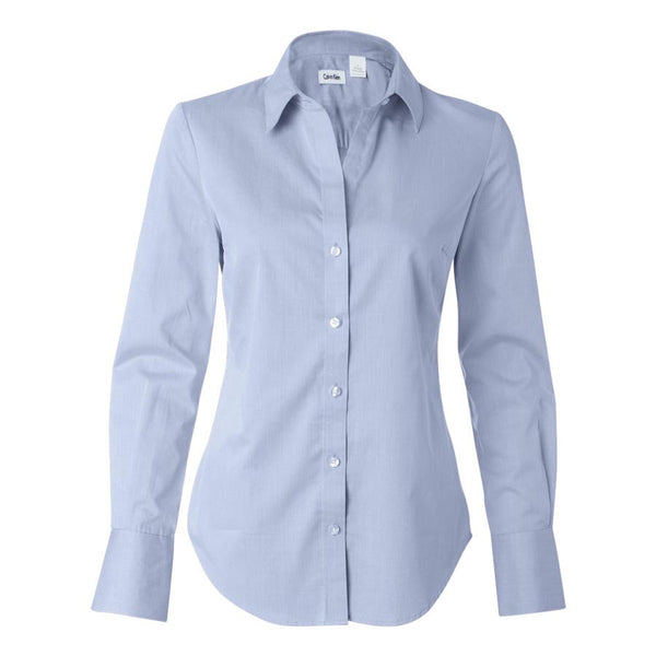 Calvin Klein Women’s Blue Ice Micro Herringbone Dress Shirt