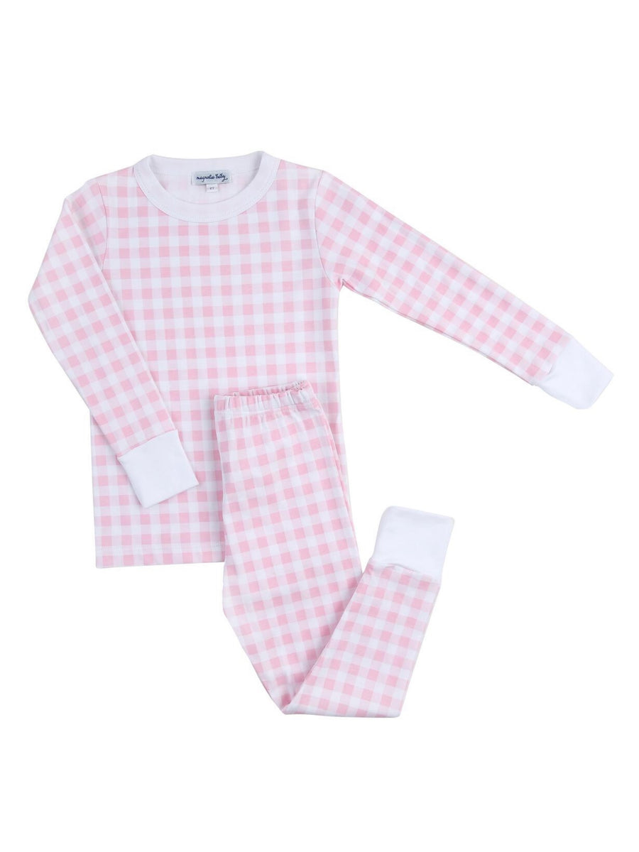 Baby Checks Long Pajama – Pink