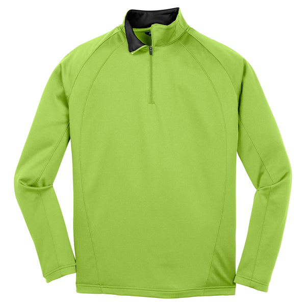 Sport-Tek Men’s Lime Shock/Black Sport-Wick 1/4-Zip Fleece Pullover