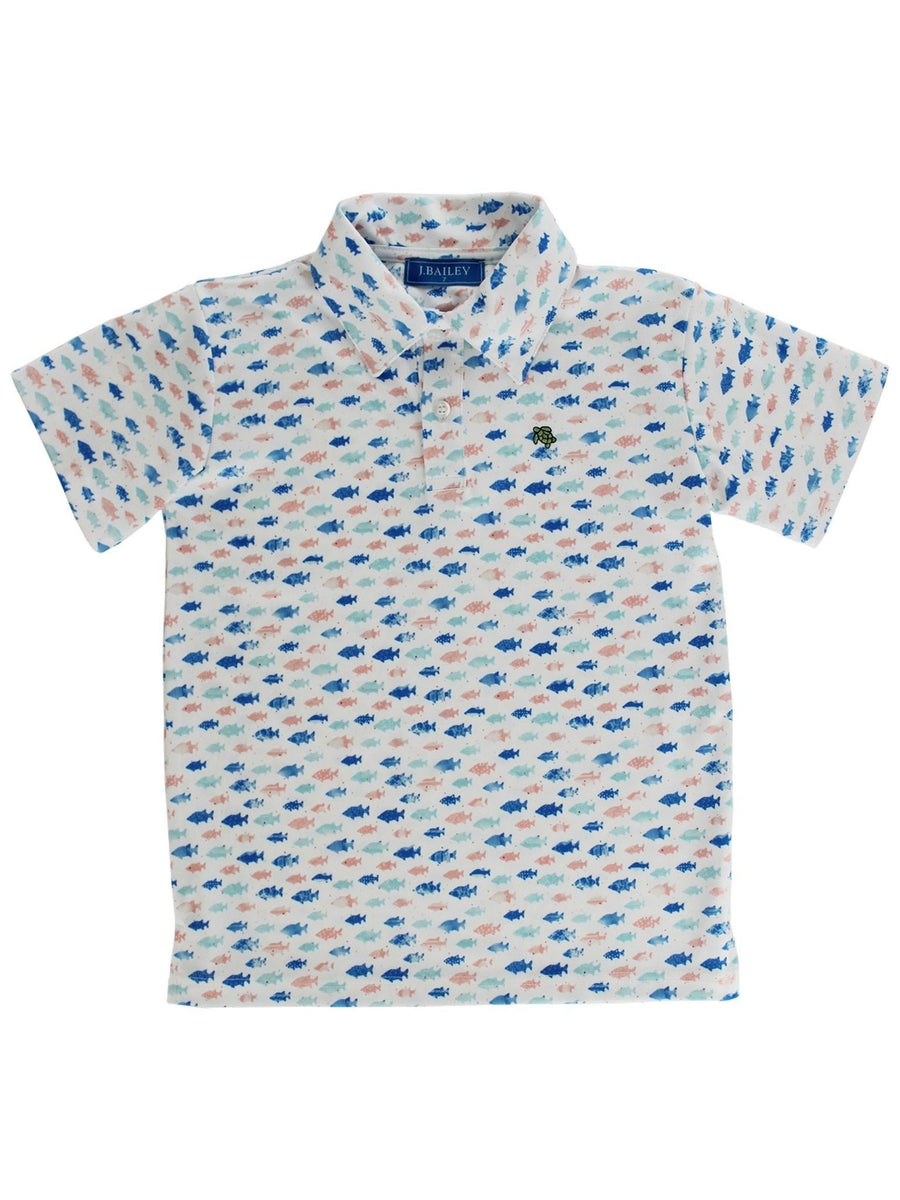 Boys Performance Polo- Fish