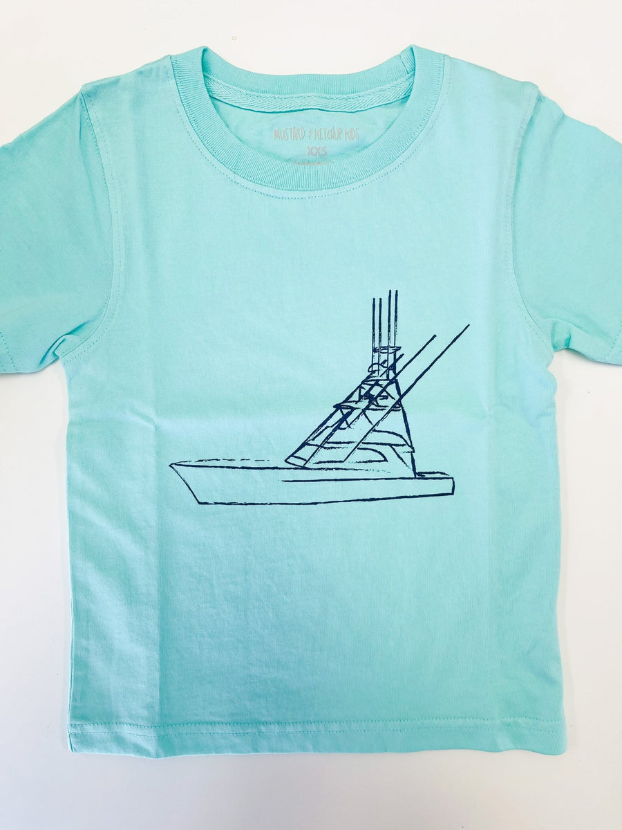 Sport Fishing Boat T-Shirt – Aqua