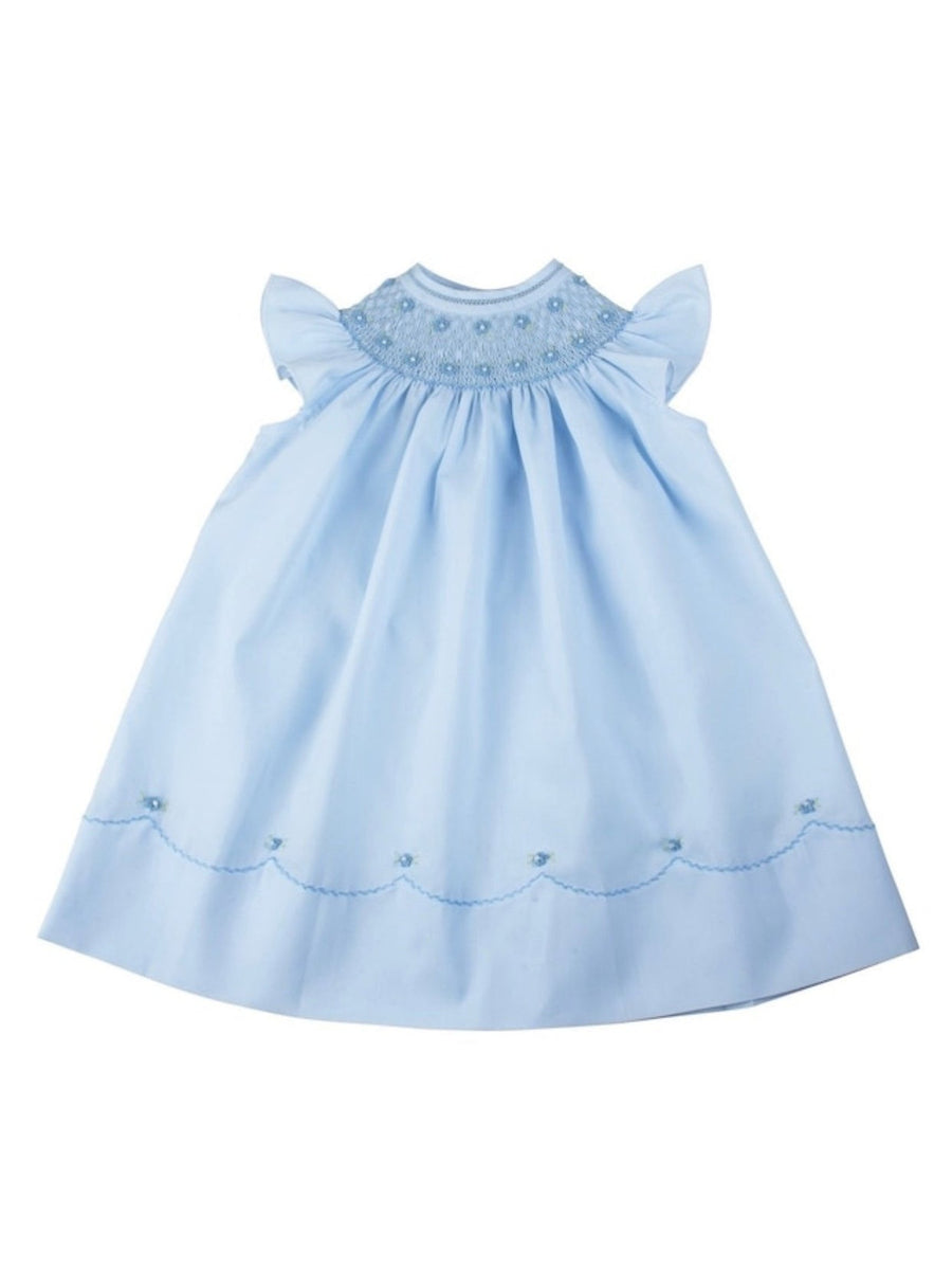 Pearl Flower Fly Sleeve Bishop Dress, Blue