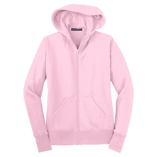 Sport-Tek Women’s Pink Full-Zip Hooded Fleece Jacket