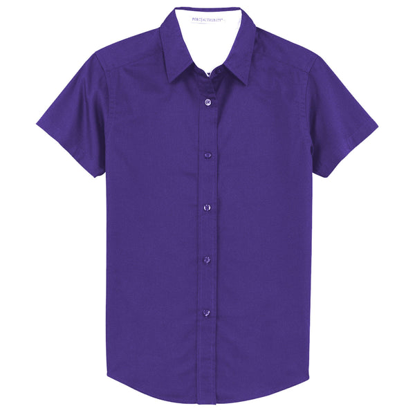 Port Authority Women’s Purple/Light Stone Short Sleeve Easy Care Shirt