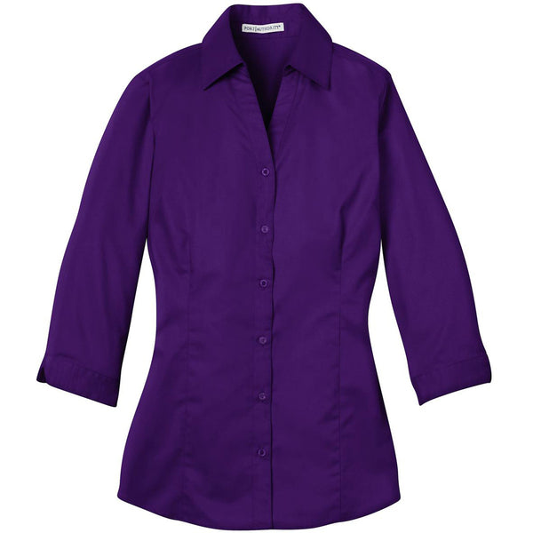 Port Authority Women’s Deep Purple 3/4-Sleeve Blouse