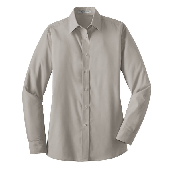 Port Authority Women’s Grey L/S Value Poplin Shirt