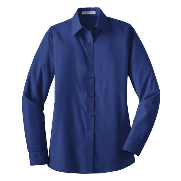 Port Authority Women’s Mediterranean Blue L/S Value Poplin Shirt