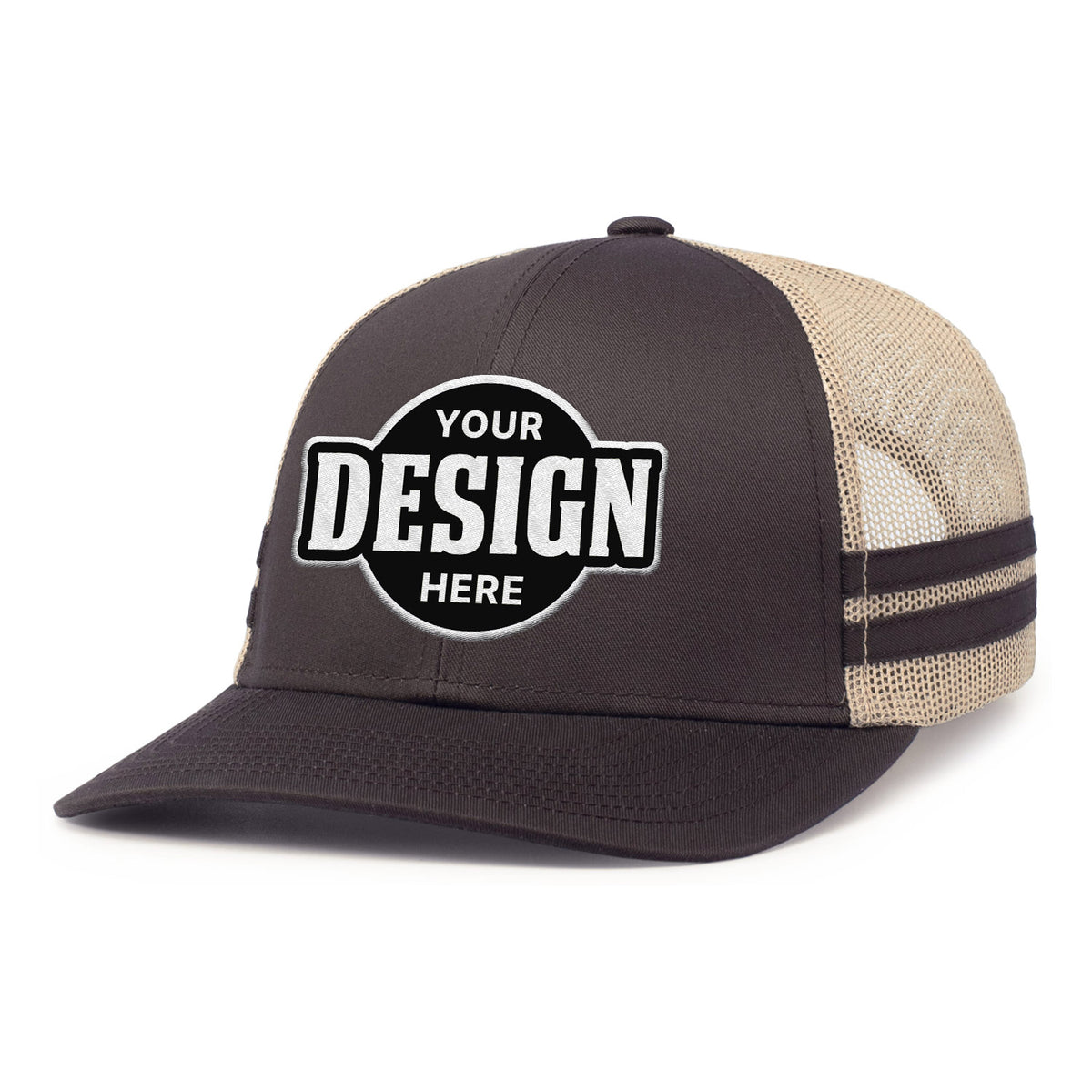 Custom Embroidered Pacific Headwear P115 Low-Profile Stripe Trucker Cap – Flat Embroidery