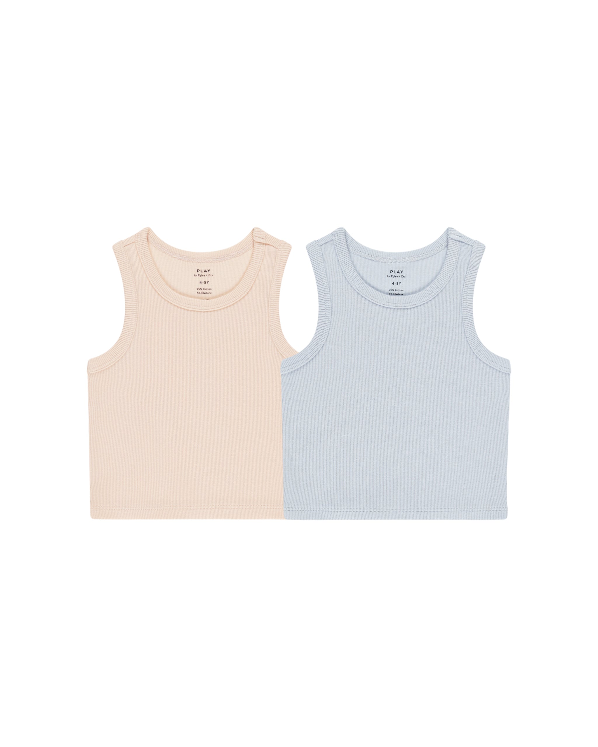 Rylee + Cru – Ribbed Tank Set – Shell, Light Blue