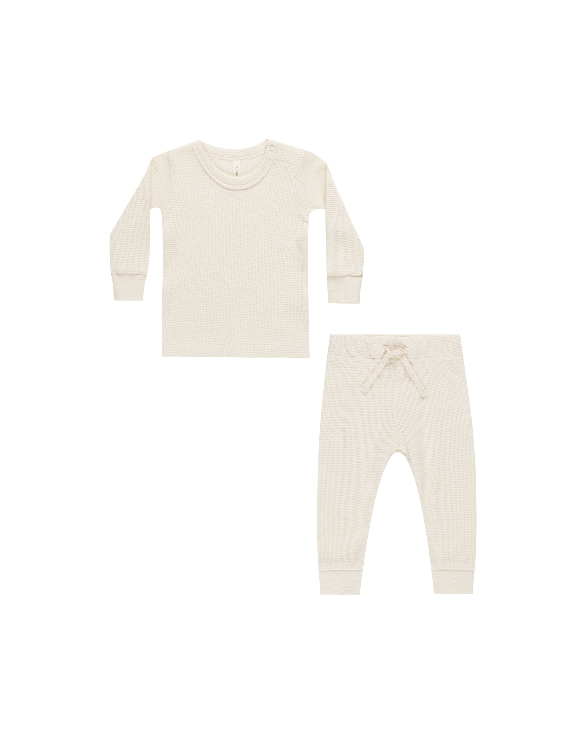 Quincy Mae – Waffle Top + Pant Set – Natural