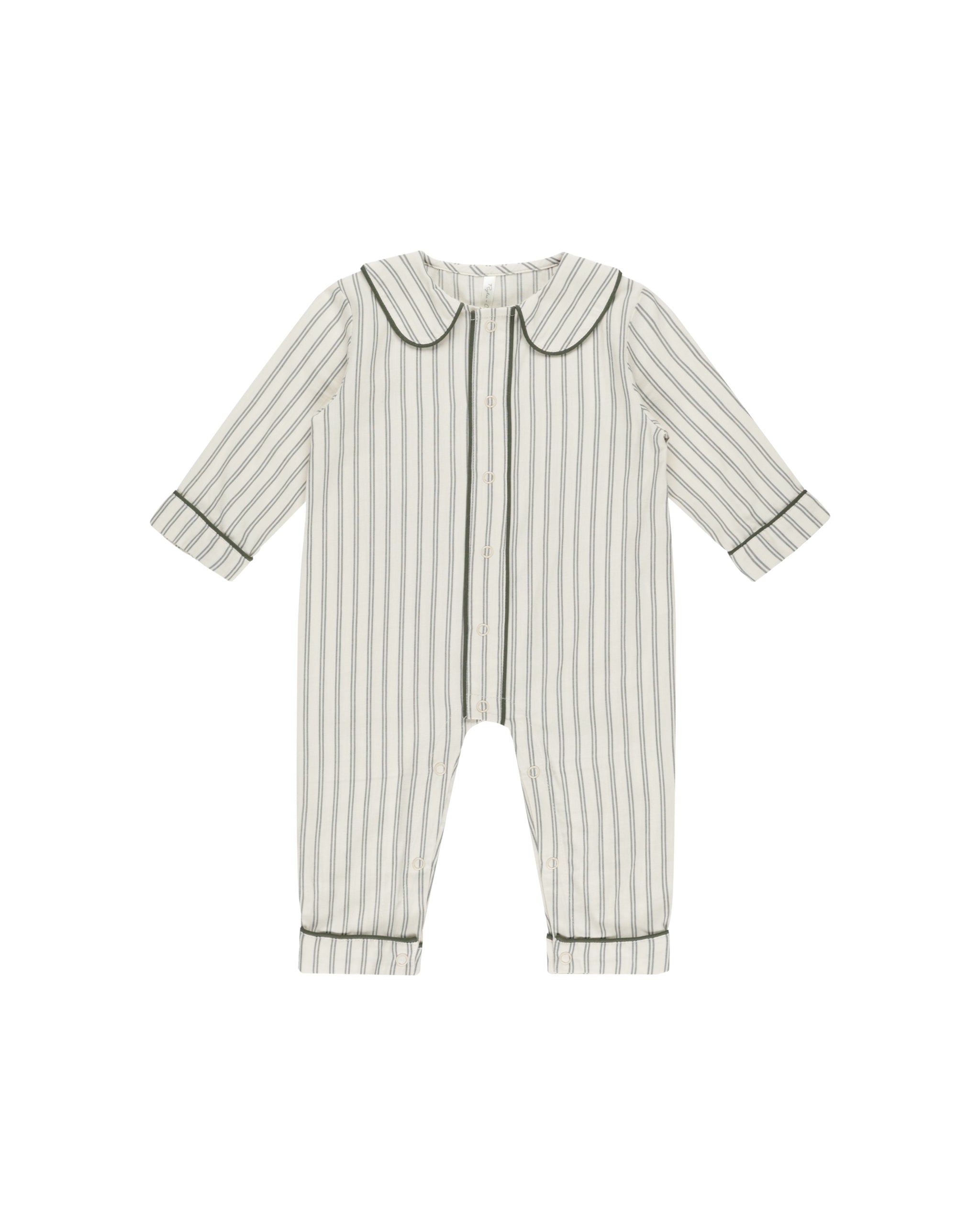 Rylee + Cru – Baby Pajama Romper – Forest Pinstripe