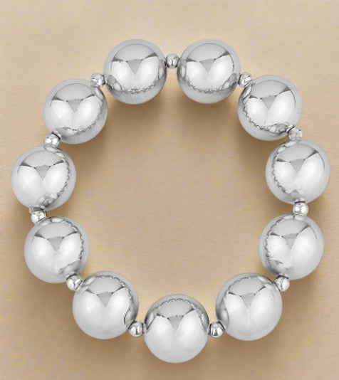 Bead Metal Ball Bracelet – Silver