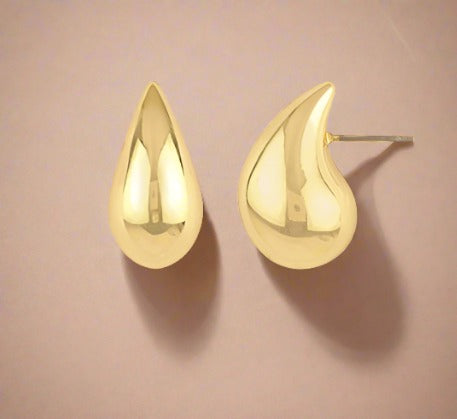 25mm Puffy Metal Teardrop Earrings – Gold