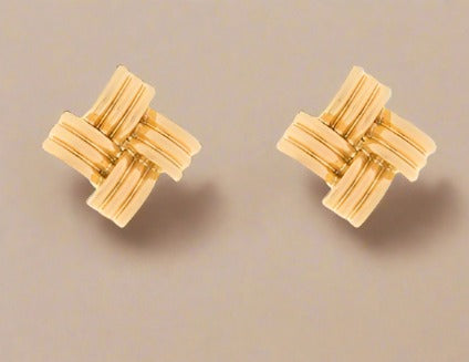 Textured Square Cluster Earrings – Gold