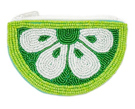 Citrus Slice Beaded Coin Pouch – Lime