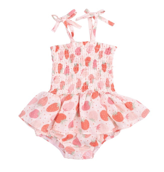 Smocked Bubble with Skirt – Strawberry Bliss