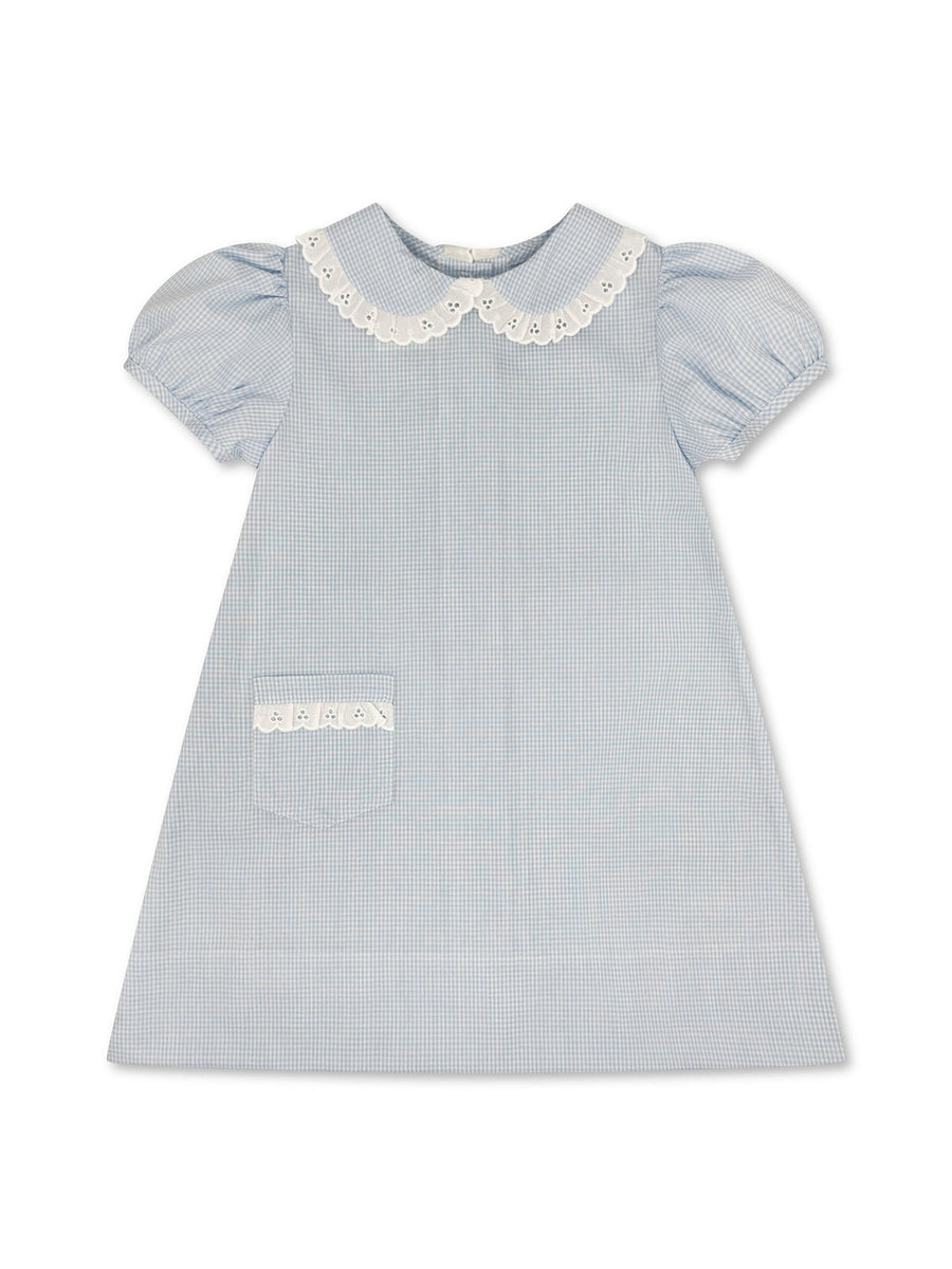 1956 Pocket Dress – Baker Blue Mini-gingham