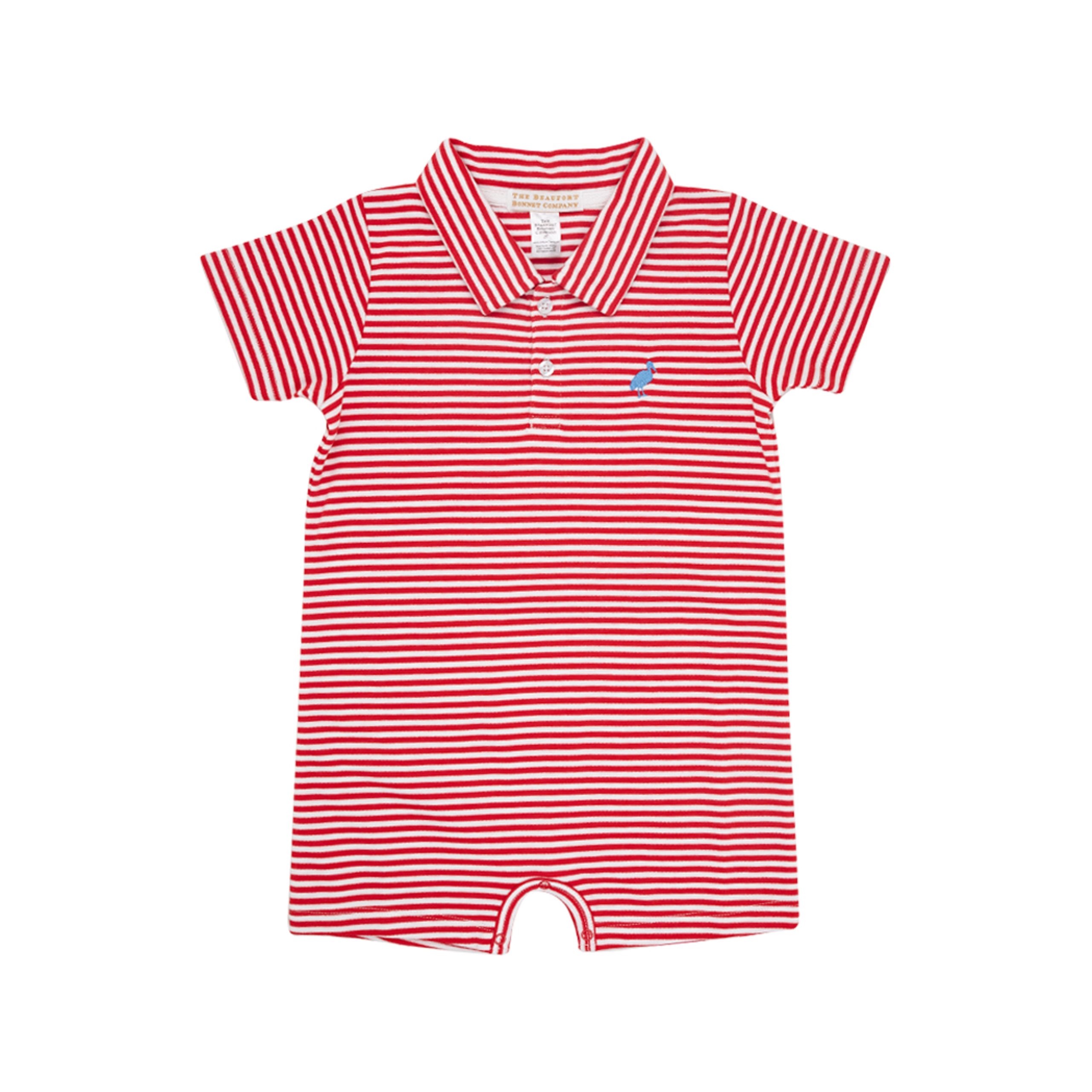 Sir Proper’s Romper | Richmond Red Stripe With Barbados Blue Stork